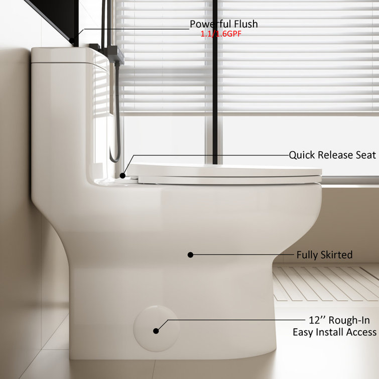 ESMISMO One Piece Seat Height ADA Toilet with Soft